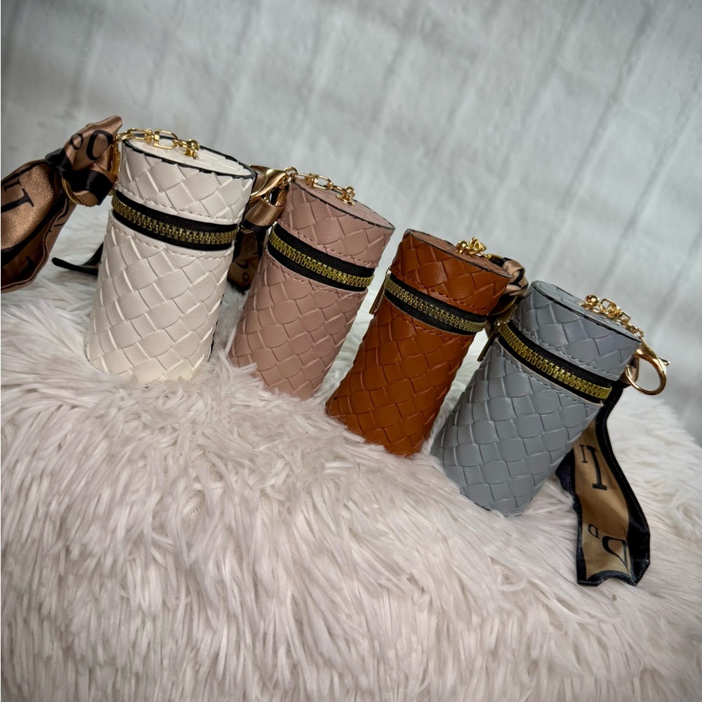 Woven Bucket Bag Charm with‎ Scarf Accent